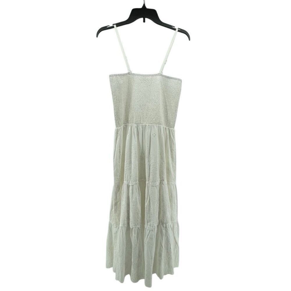 Solitaire Swim White Embroidered Eyelet Tiered Maxi Dress Size Large
